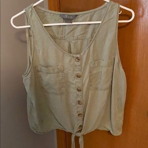 Green button up tank top